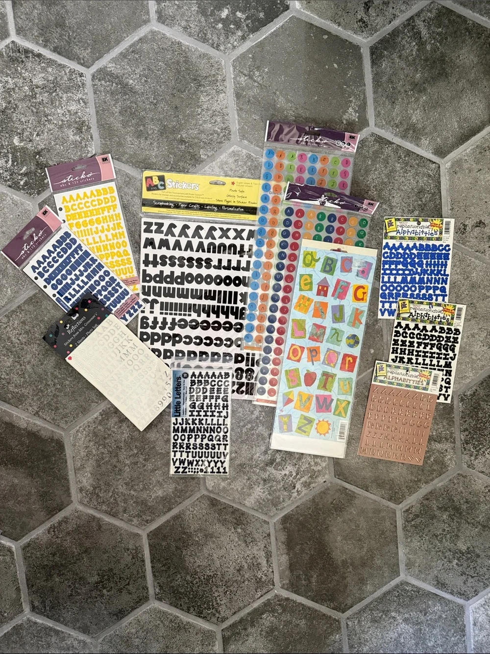 Lot of 11 New In Package Packs Sets Assorted Alphabet Stickers Multi Color